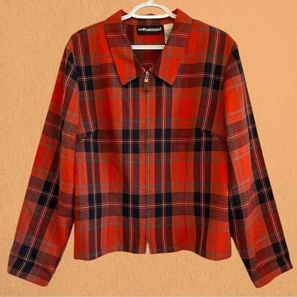 Vintage plaid cropped jacket zip up - Picture 1 of 8